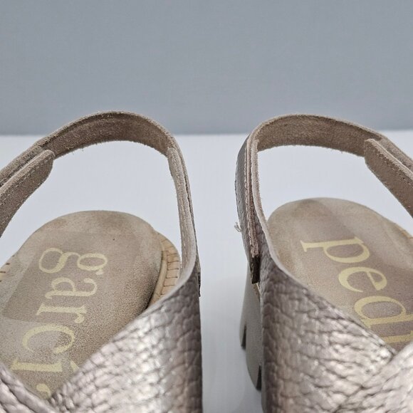 Pedro Garcia Reme Sandal Womens EU 39 Metallic Gold Leather Slingback Platform - Picture 7 of 14